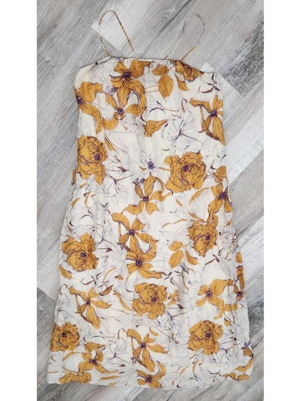 Banana Republic Dress Small Floral Long Maxi Summer Yellow